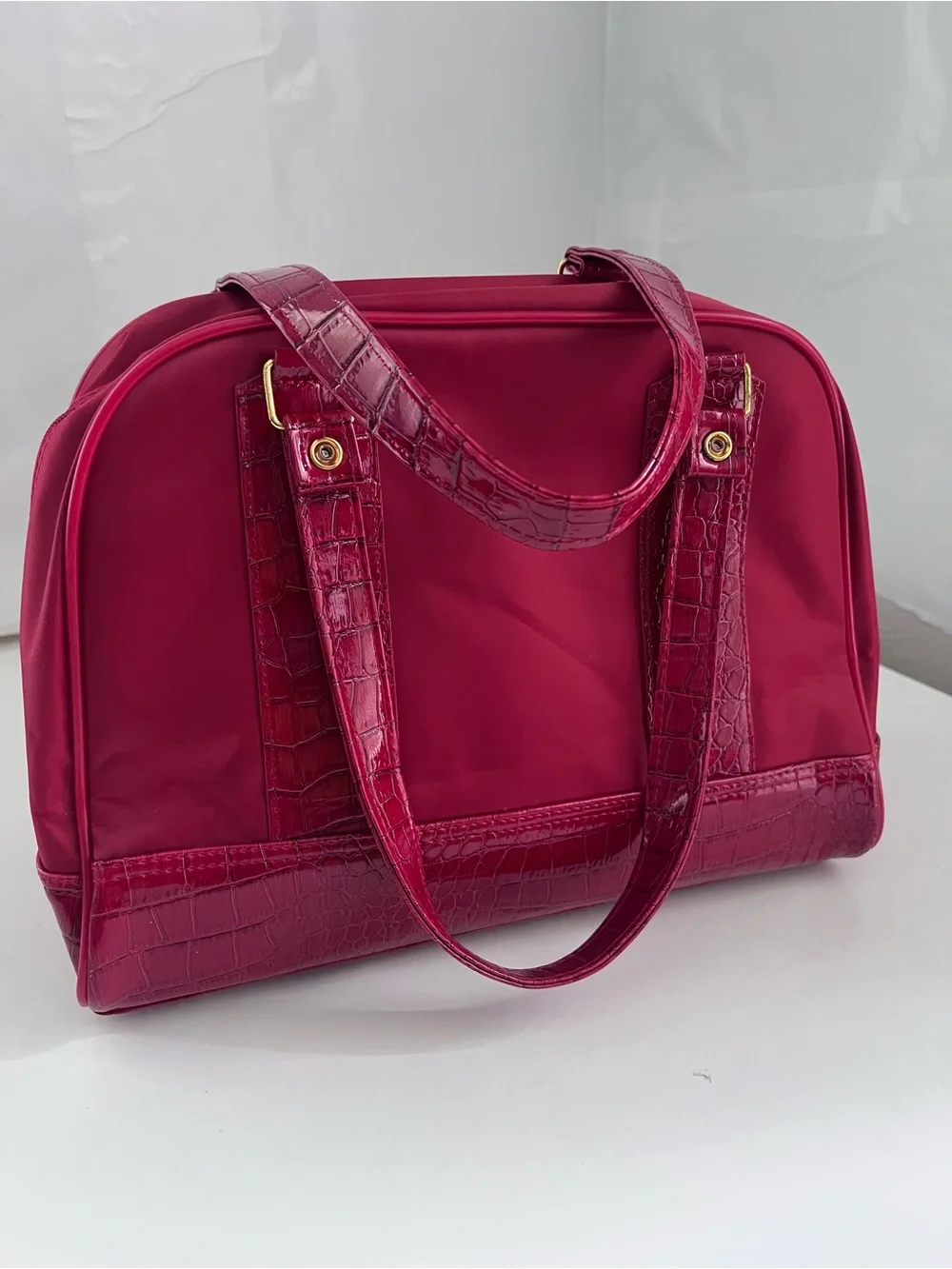 Joy Mangano Red Croc-Embossed Satchel Bag